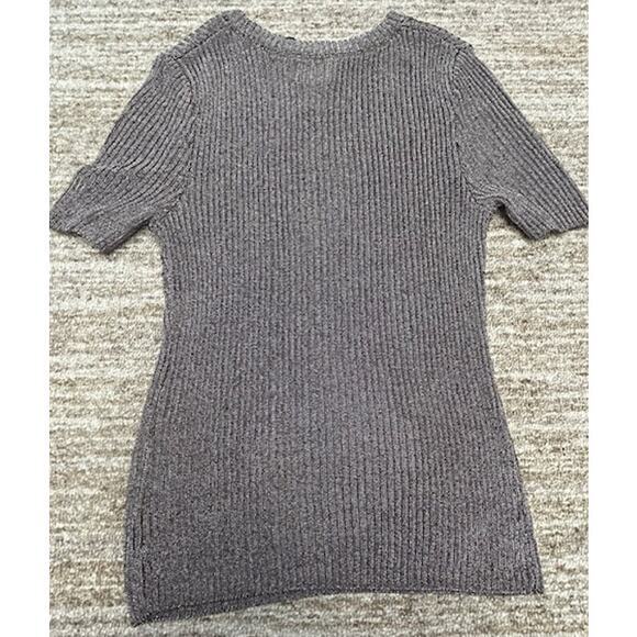 H & M Metallic Fiber Blend Shimmery Ribbed Short Sleeved Women Top Size M - Picture 2 of 9